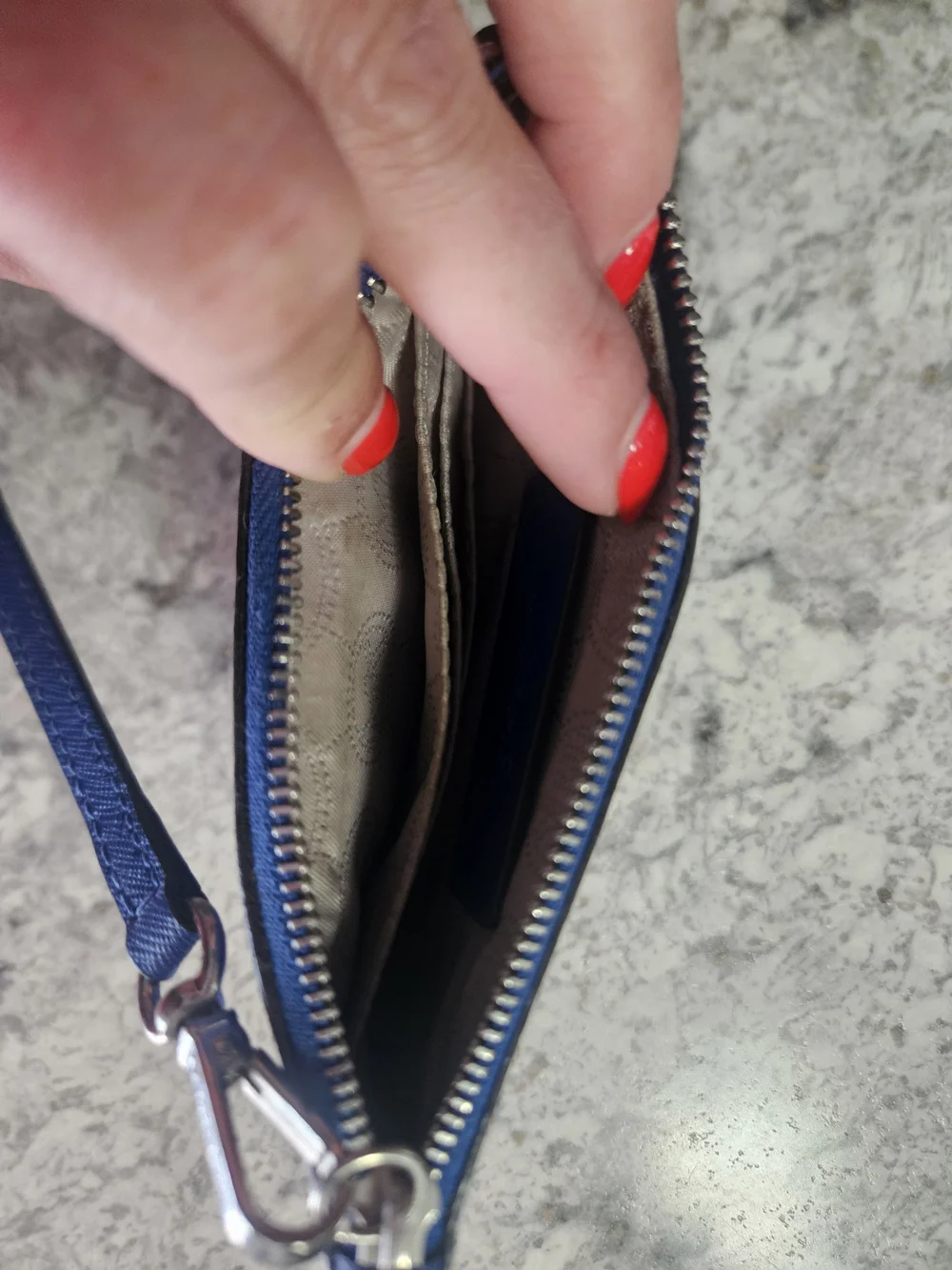 Michael Kors Blue Leather Wristlet Wallet